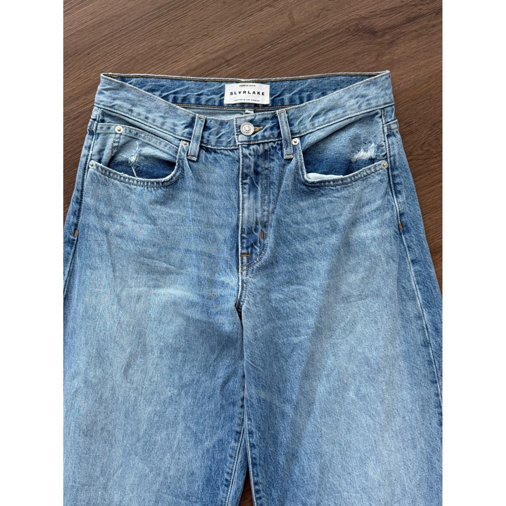 SLVRLAKE Light Blue Flared Wide Leg Jeans - Picture 2 of 7